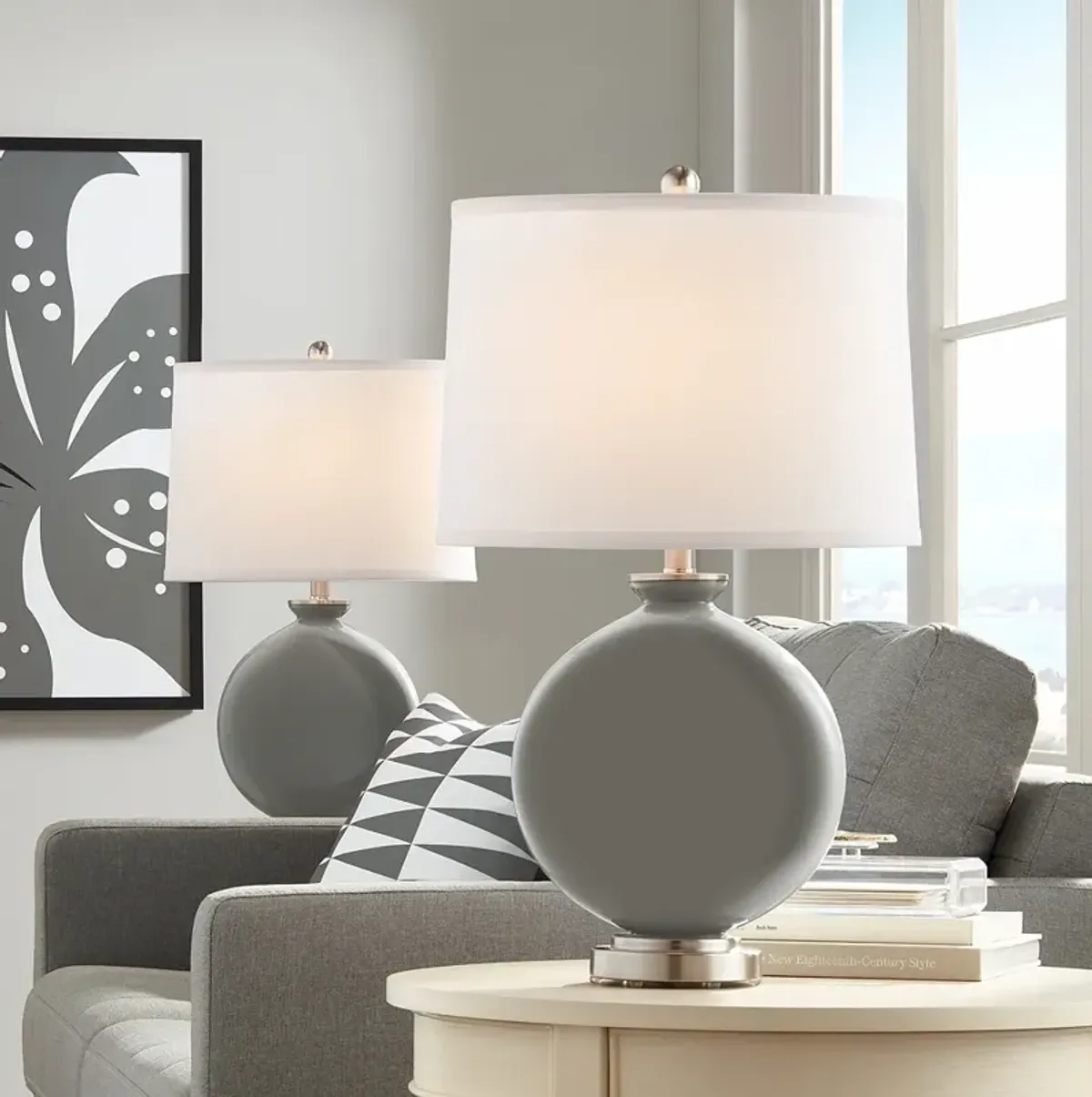 Color Plus Carrie 26 1/2" High Gauntlet Gray Table Lamps Set of 2