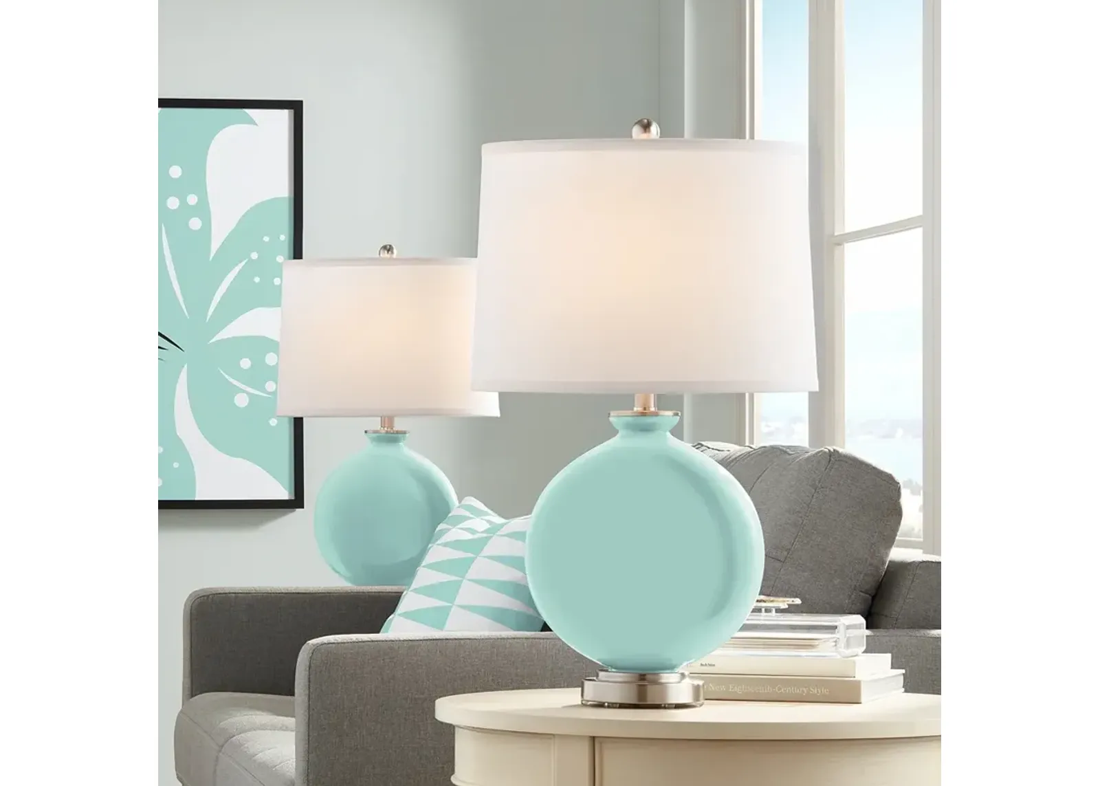 Color Plus Carrie 26 1/2" Cay Blue Table Lamp Set of 2