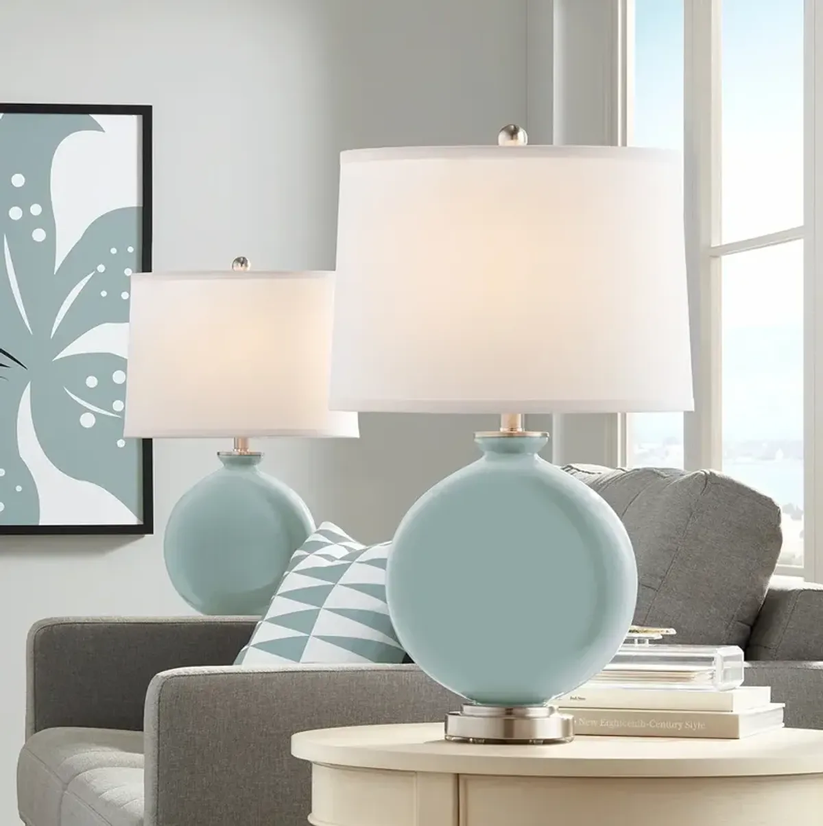 Color Plus Carrie 26 1/2" Modern Aqua-Sphere Blue Table Lamps Set of 2