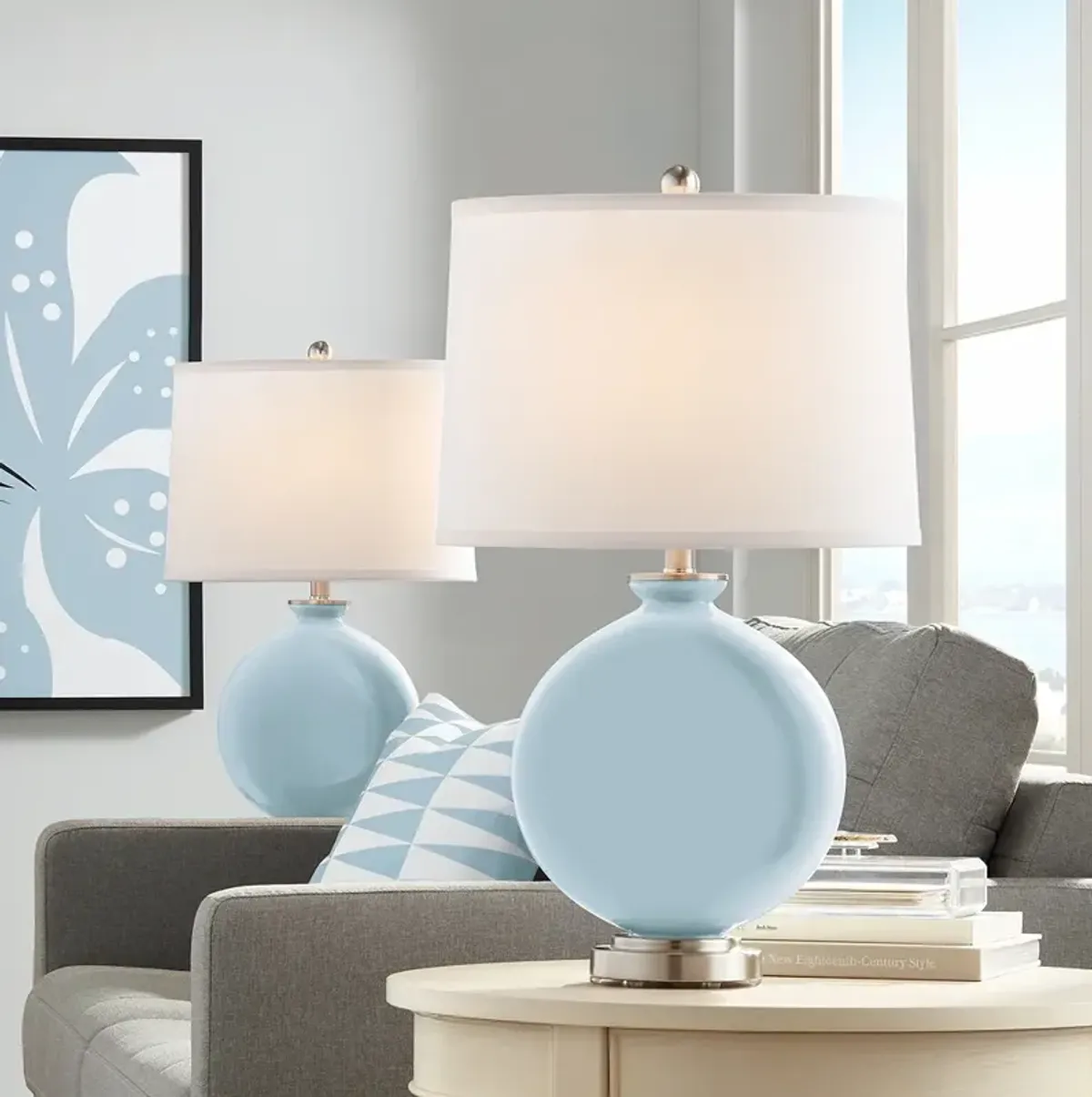 Color Plus Carrie 26 1/2" Vast Sky Blue Table Lamps Set of 2