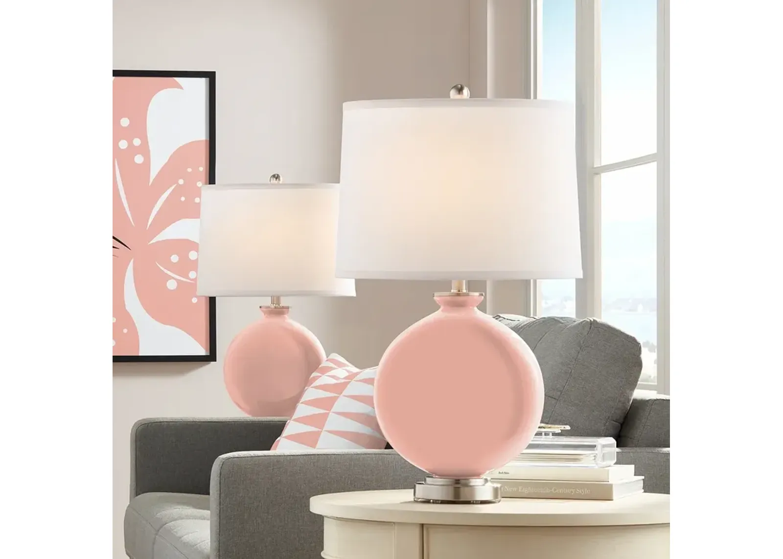 Color Plus Carrie 26 1/2" Mellow Coral Table Lamps Set of 2