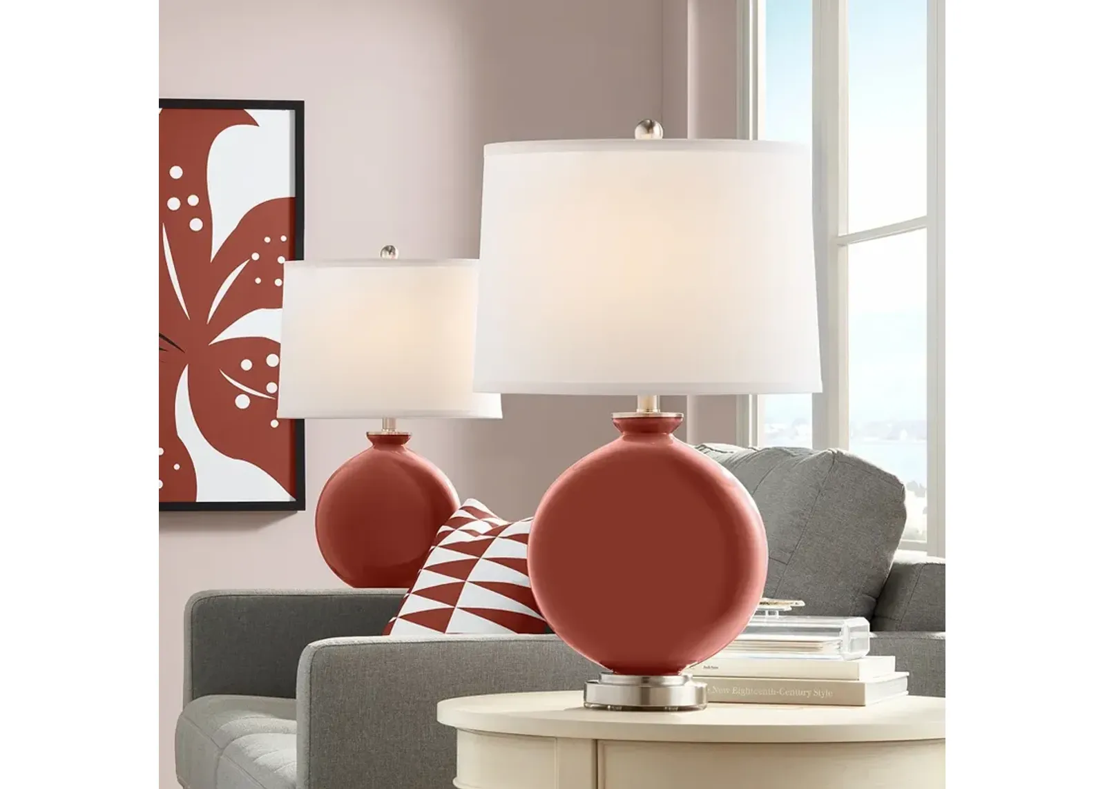 Color Plus Carrie 26 1/2" Madeira Red Table Lamps Set of 2