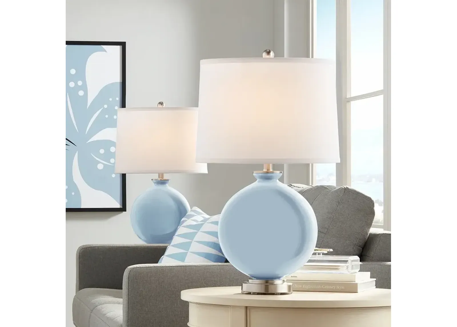 Color Plus Carrie 26 1/2" Modern Take Five Blue Table Lamps Set of 2