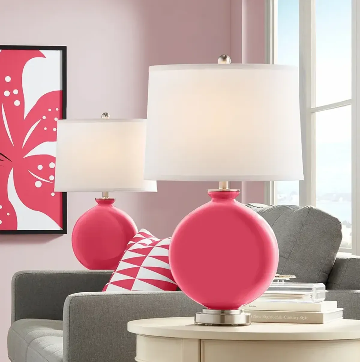 Color Plus Carrie 26 1/2" Eros Pink Table Lamps Set of 2