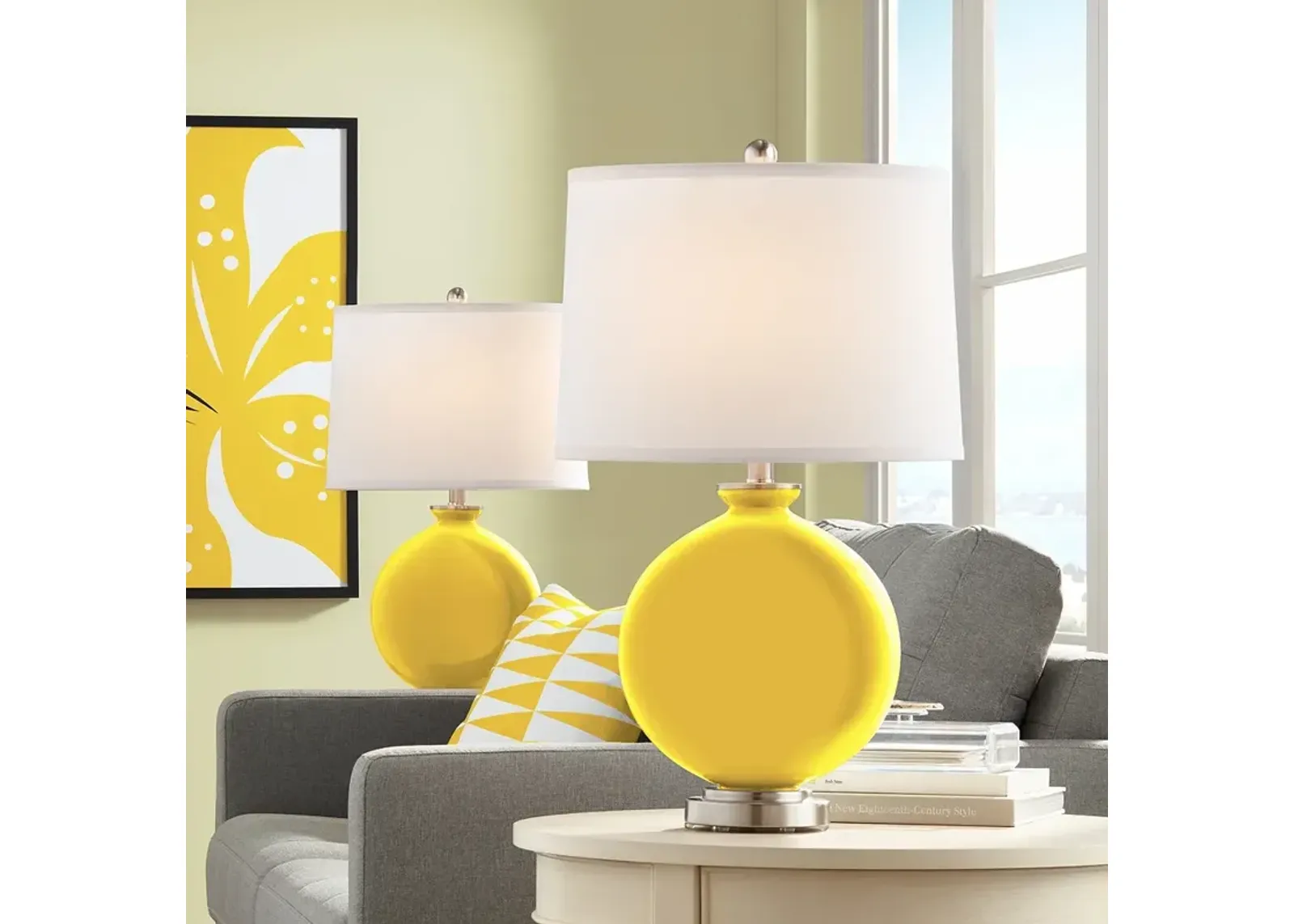 Color Plus Carrie 26 1/2" Citrus Yellow Table Lamps Set of 2