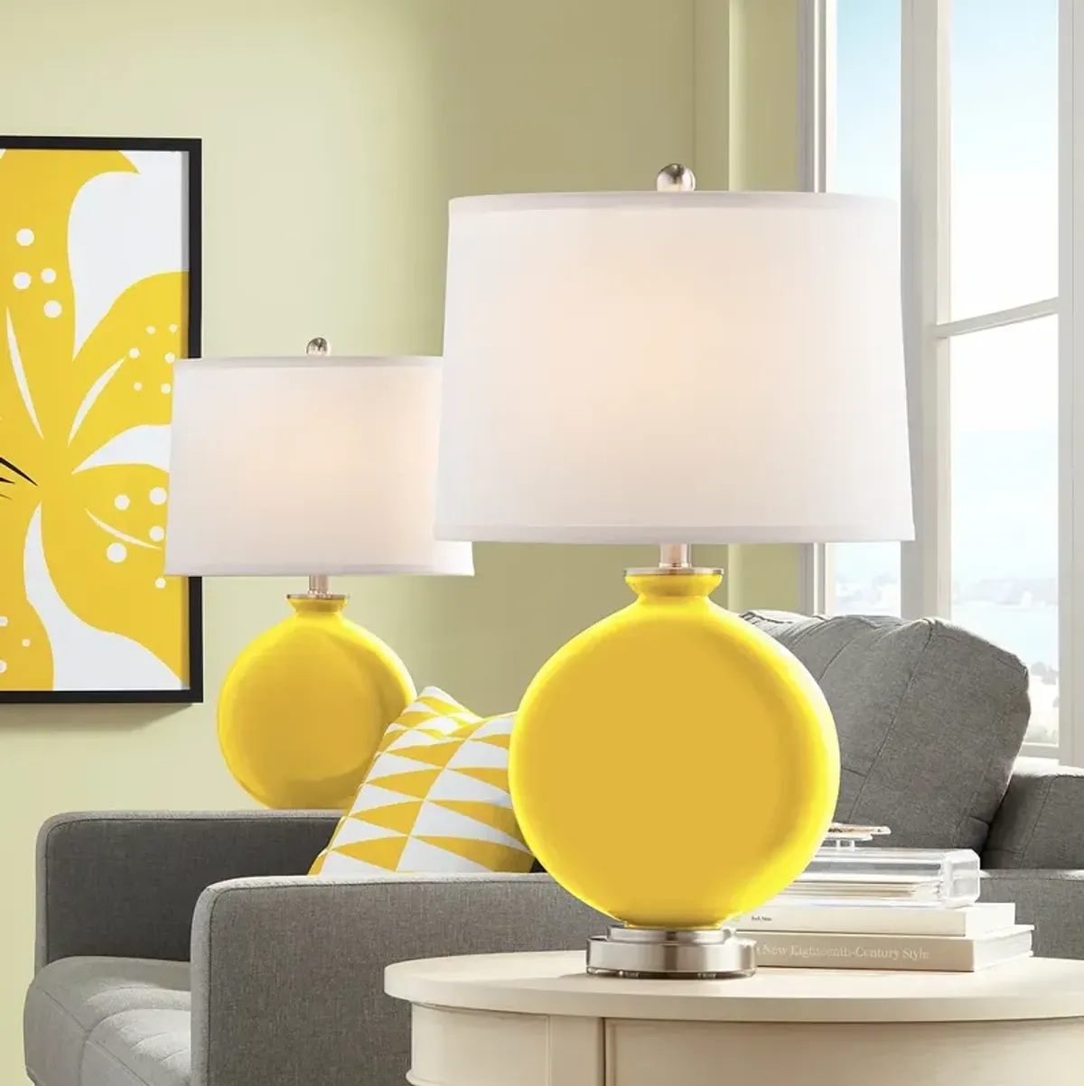 Color Plus Carrie 26 1/2" Citrus Yellow Table Lamps Set of 2