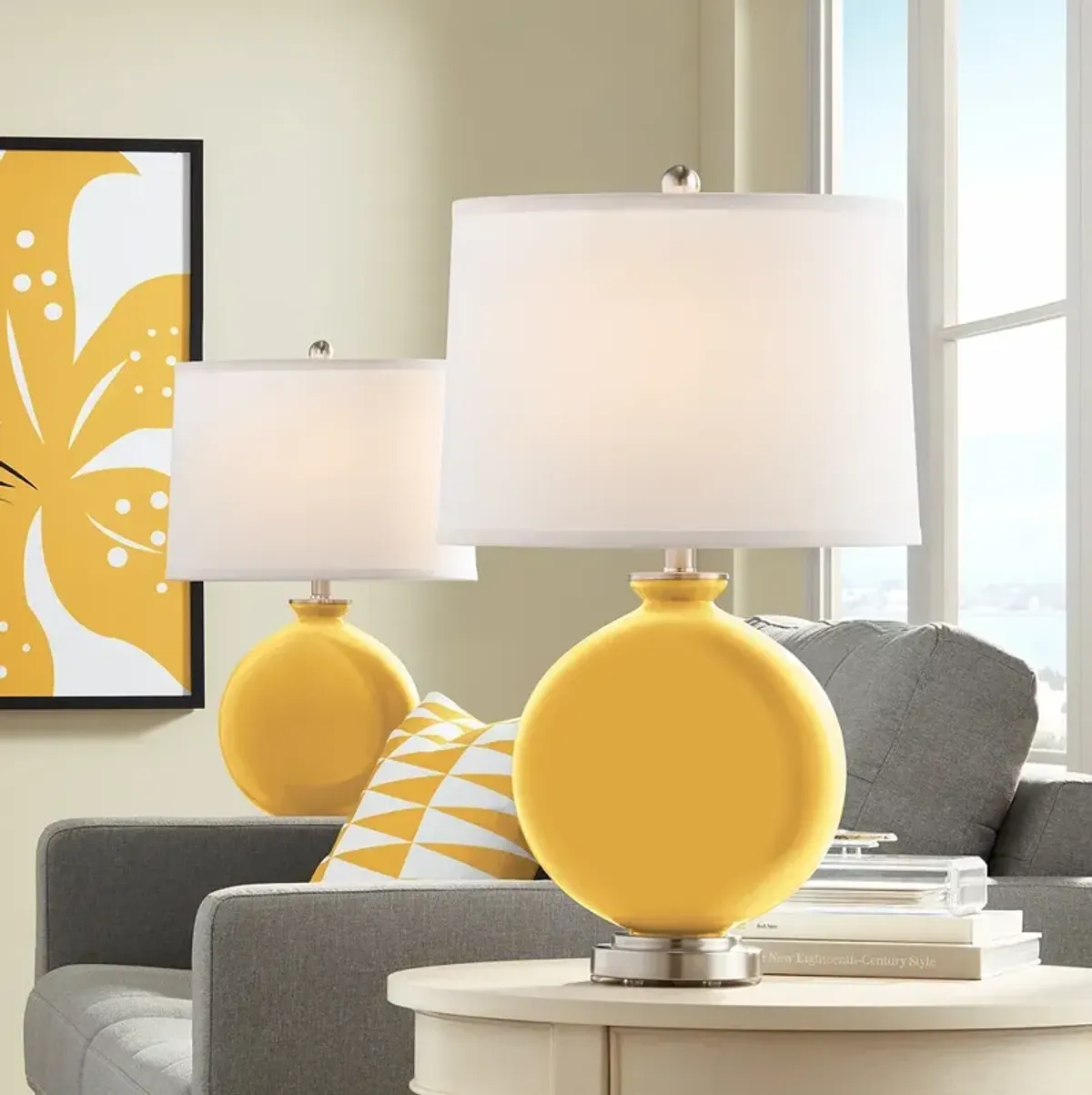 Color Plus Carrie 26 1/2" Modern Goldenrod Yellow Table Lamps Set of 2