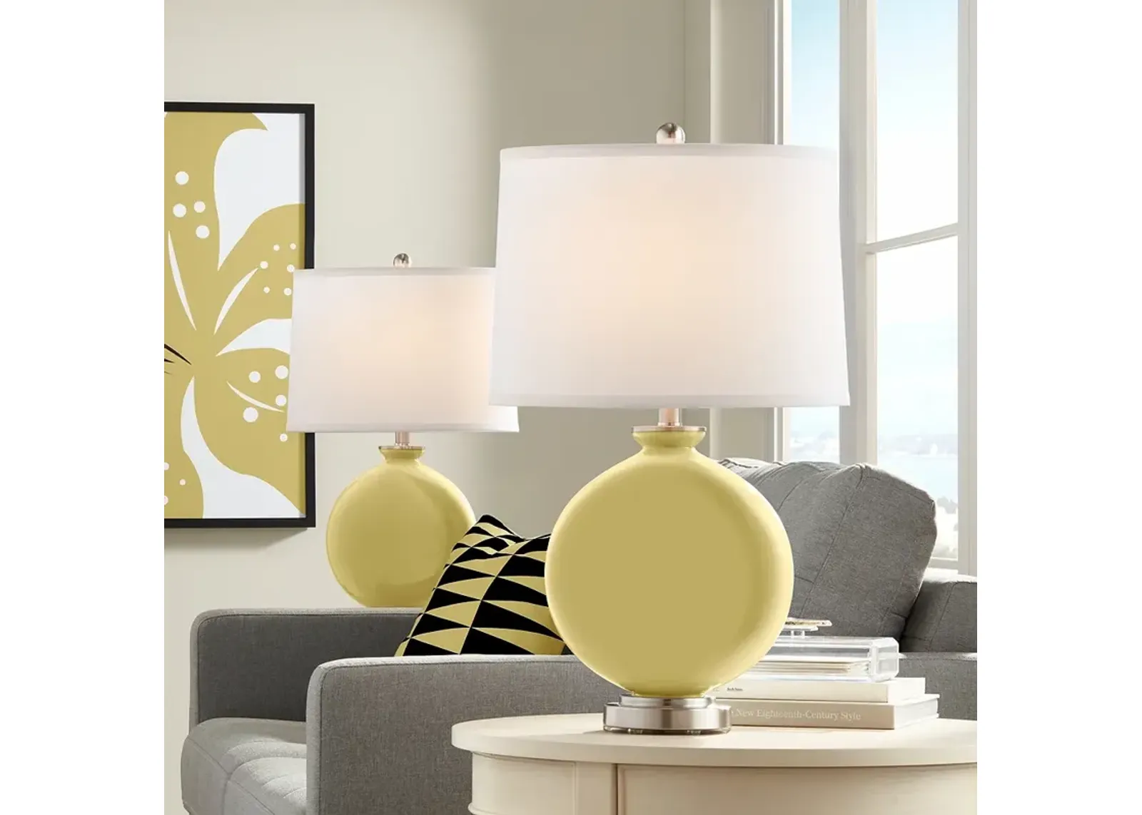 Color Plus Carrie 26 1/2" Butter Up Yellow Modern Table Lamps Set of 2