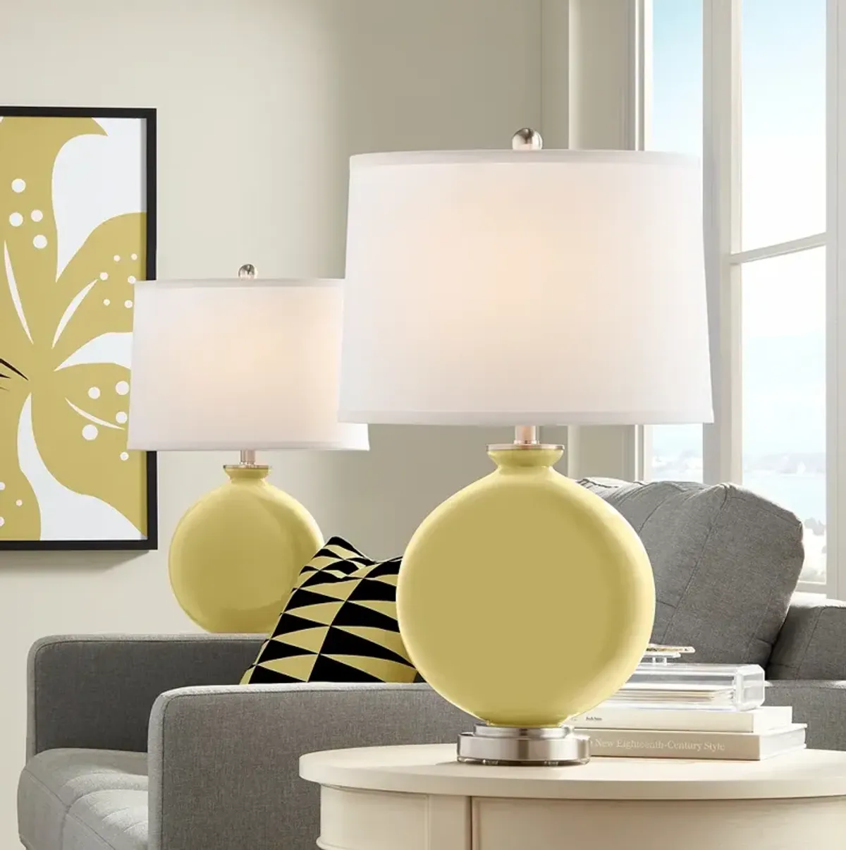 Color Plus Carrie 26 1/2" Butter Up Yellow Modern Table Lamps Set of 2