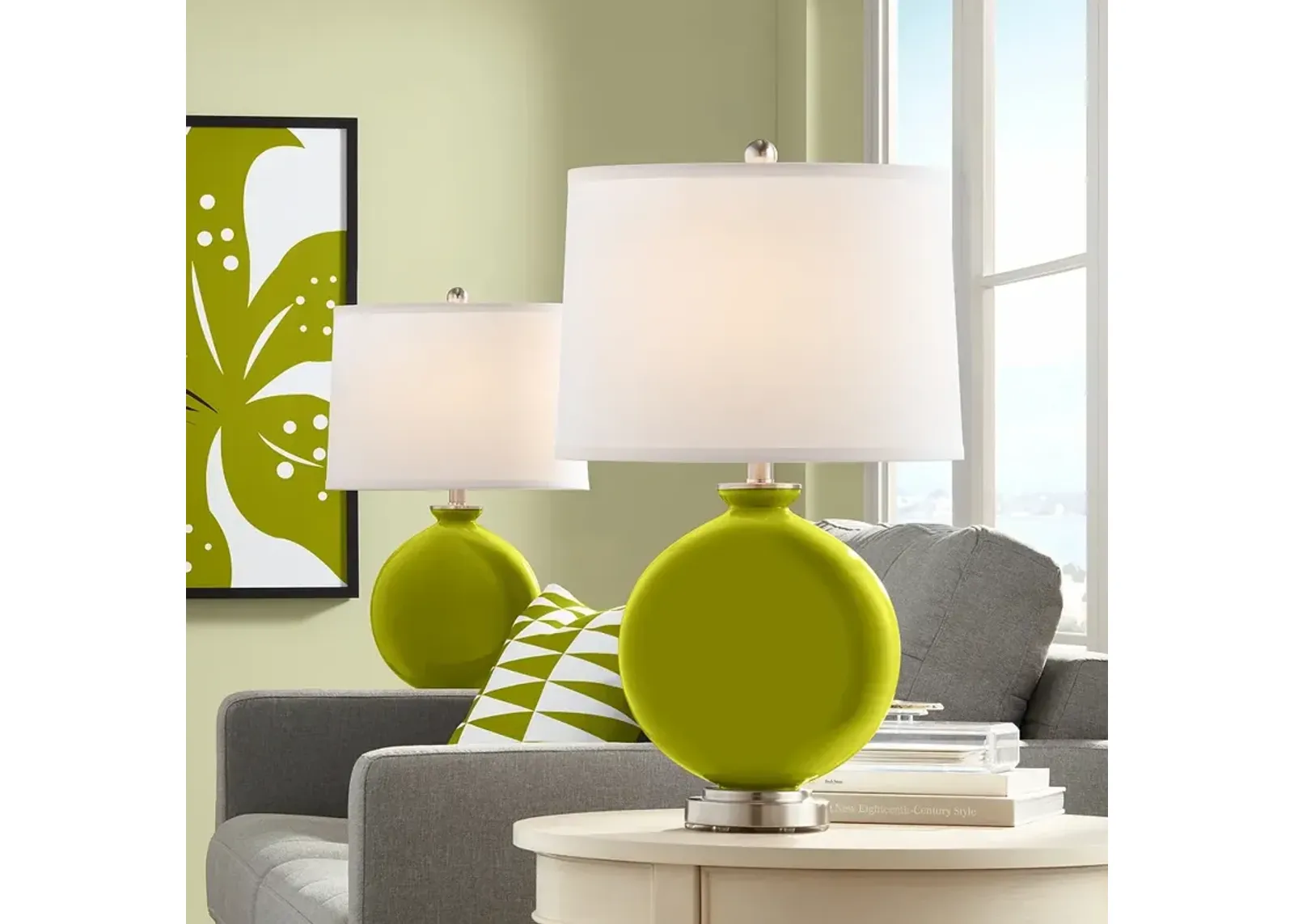 Color Plus Carrie 26 1/2" Modern Olive Green Table Lamps Set of 2