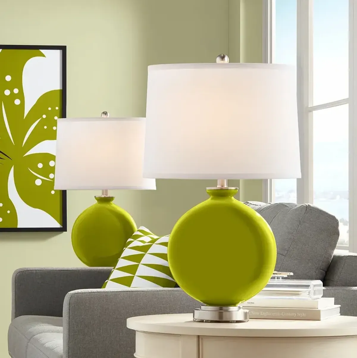 Color Plus Carrie 26 1/2" Modern Olive Green Table Lamps Set of 2