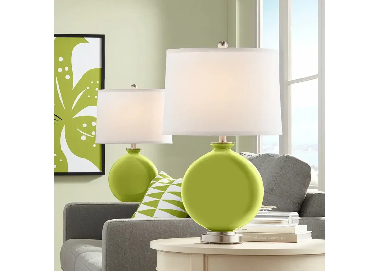 Color Plus Carrie 26 1/2" Modern Parakeet Green Table Lamps Set of 2