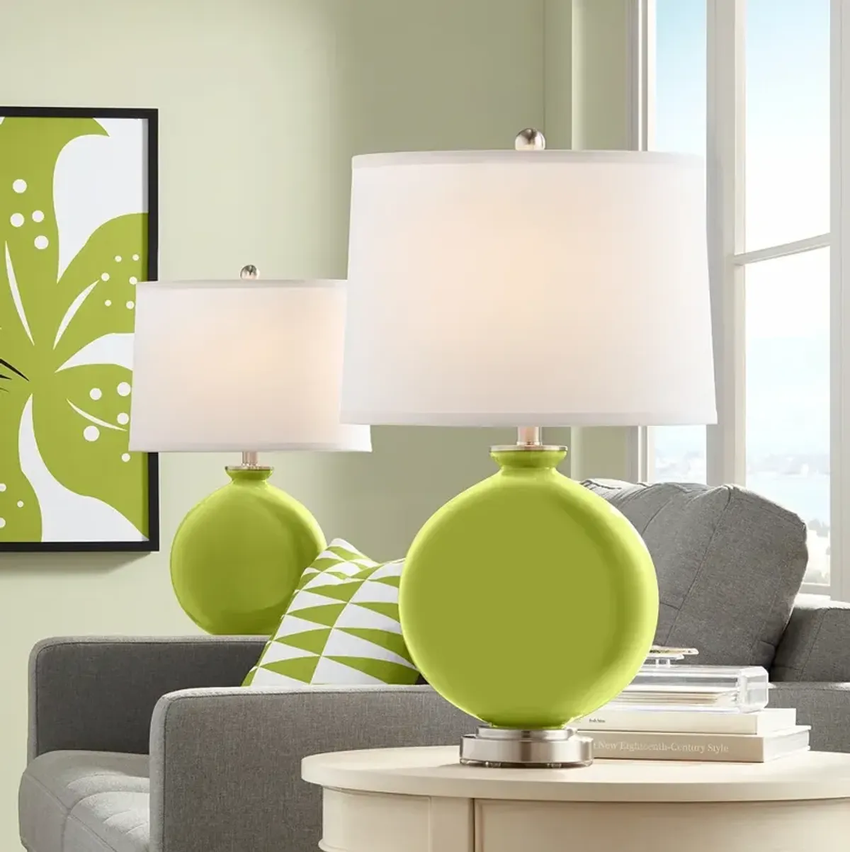 Color Plus Carrie 26 1/2" Modern Parakeet Green Table Lamps Set of 2