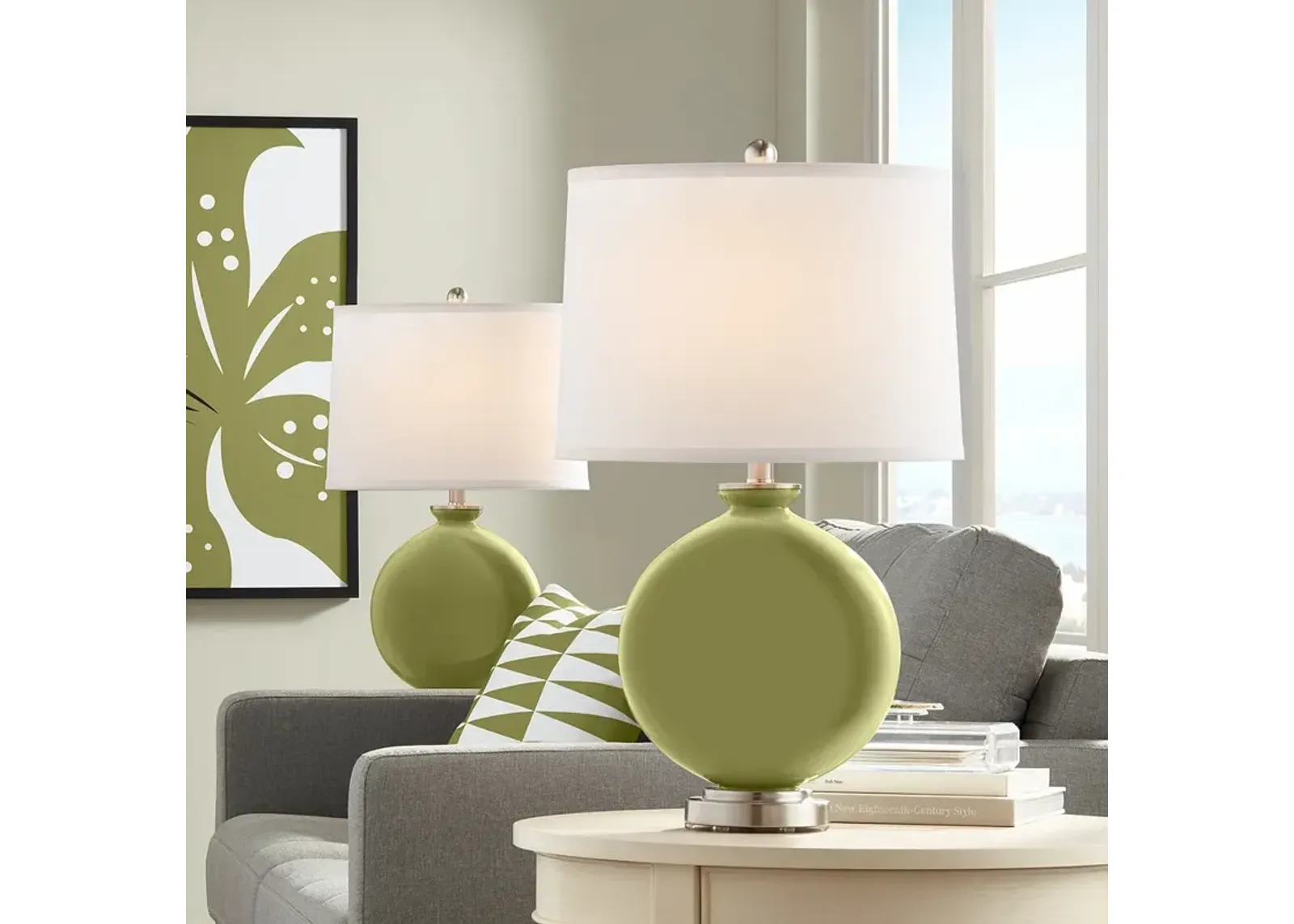 Color Plus Carrie 26 1/2" Rural Green Table Lamps Set of 2