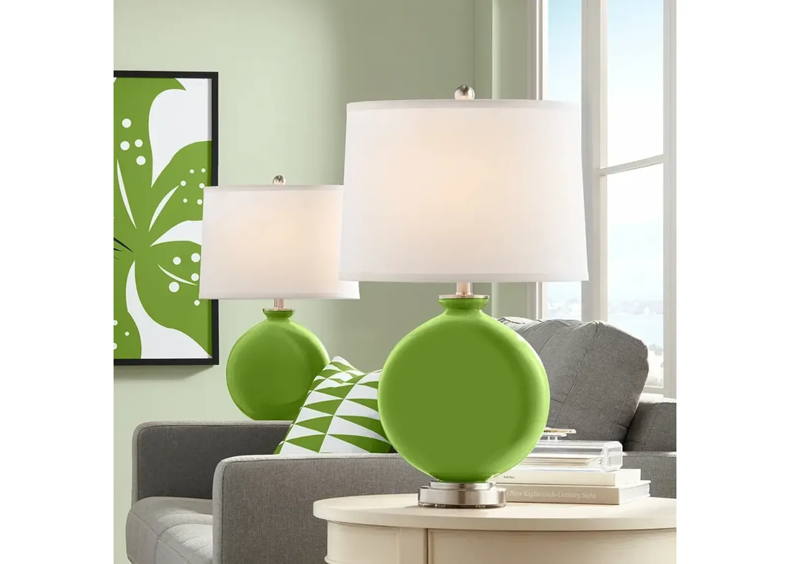 Color Plus Carrie 26 1/2" Gecko Green Table Lamp Set of 2