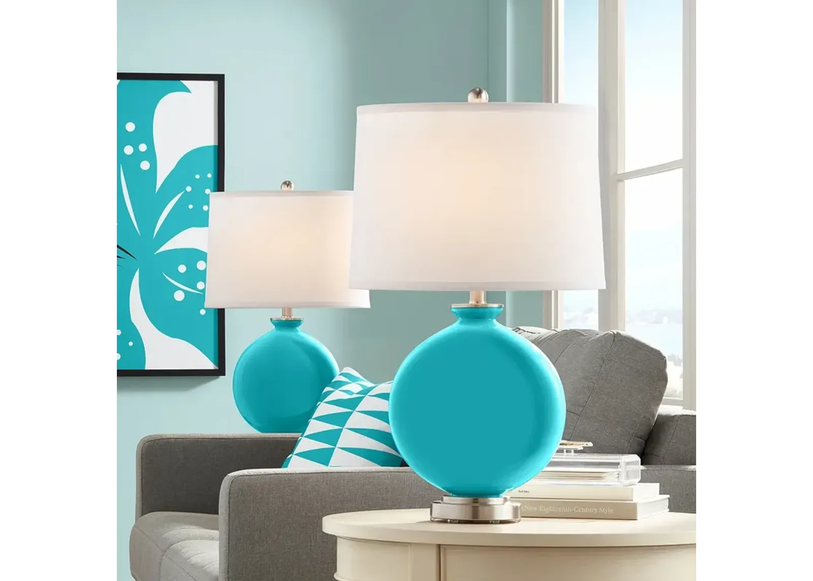 Color Plus Carrie 26 1/2" Modern Surfer Blue Table Lamps Set of 2