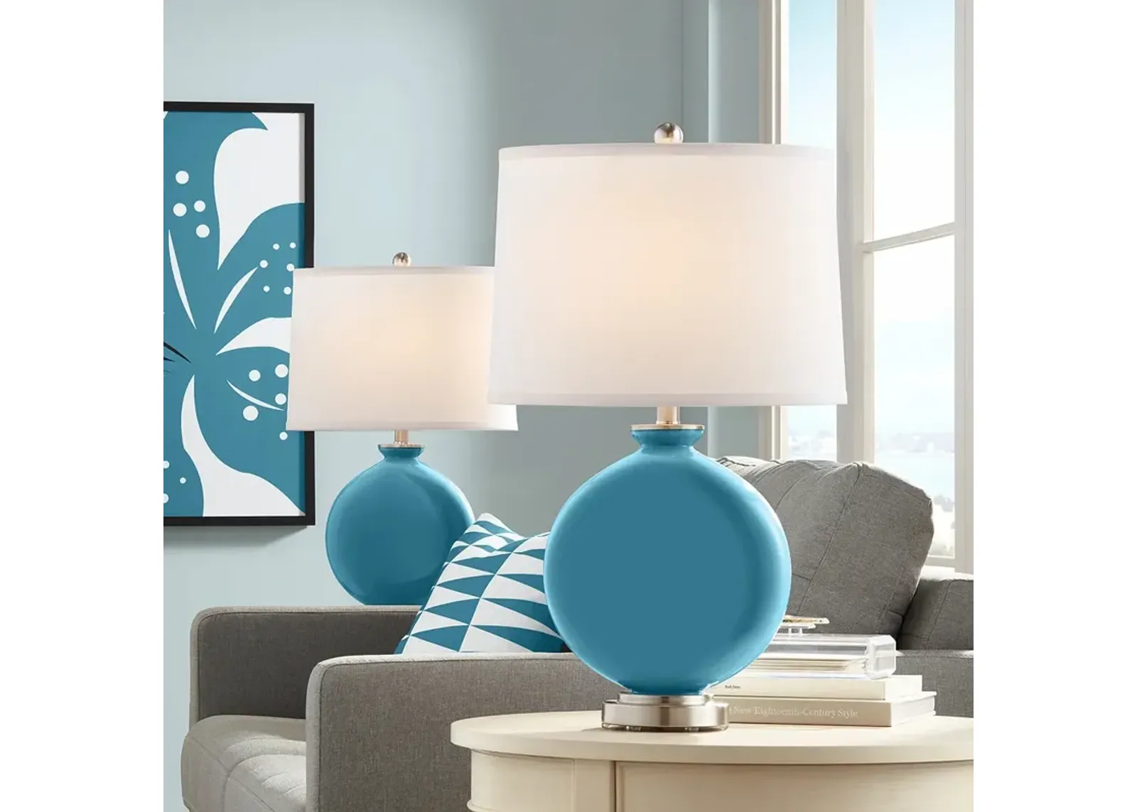 Color Plus Carrie 26 1/2" Great Falls Blue Table Lamps Set of 2