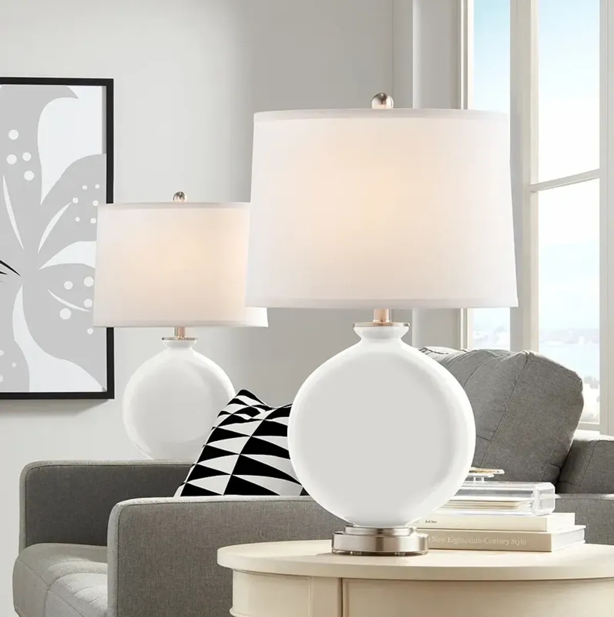 Color Plus Carrie 26 1/2" Modern Winter White Table Lamps Set of 2