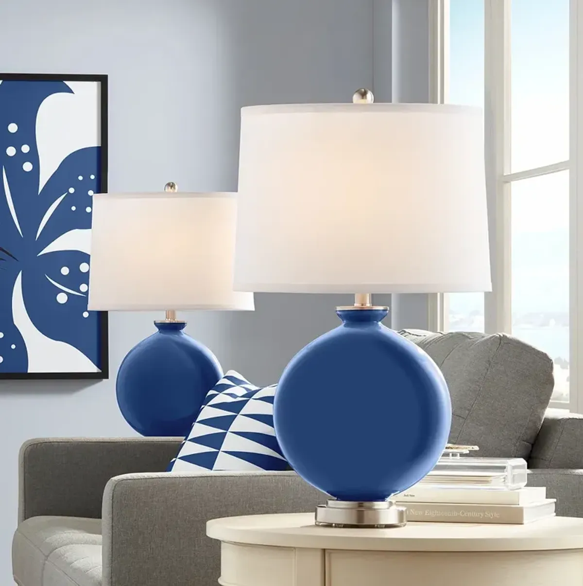 Color Plus Carrie 26 1/2" Monaco Blue Table Lamps Set of 2