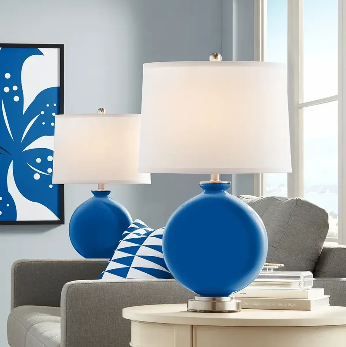 Color Plus Carrie 26 1/2" Hyper Blue Table Lamps Set of 2