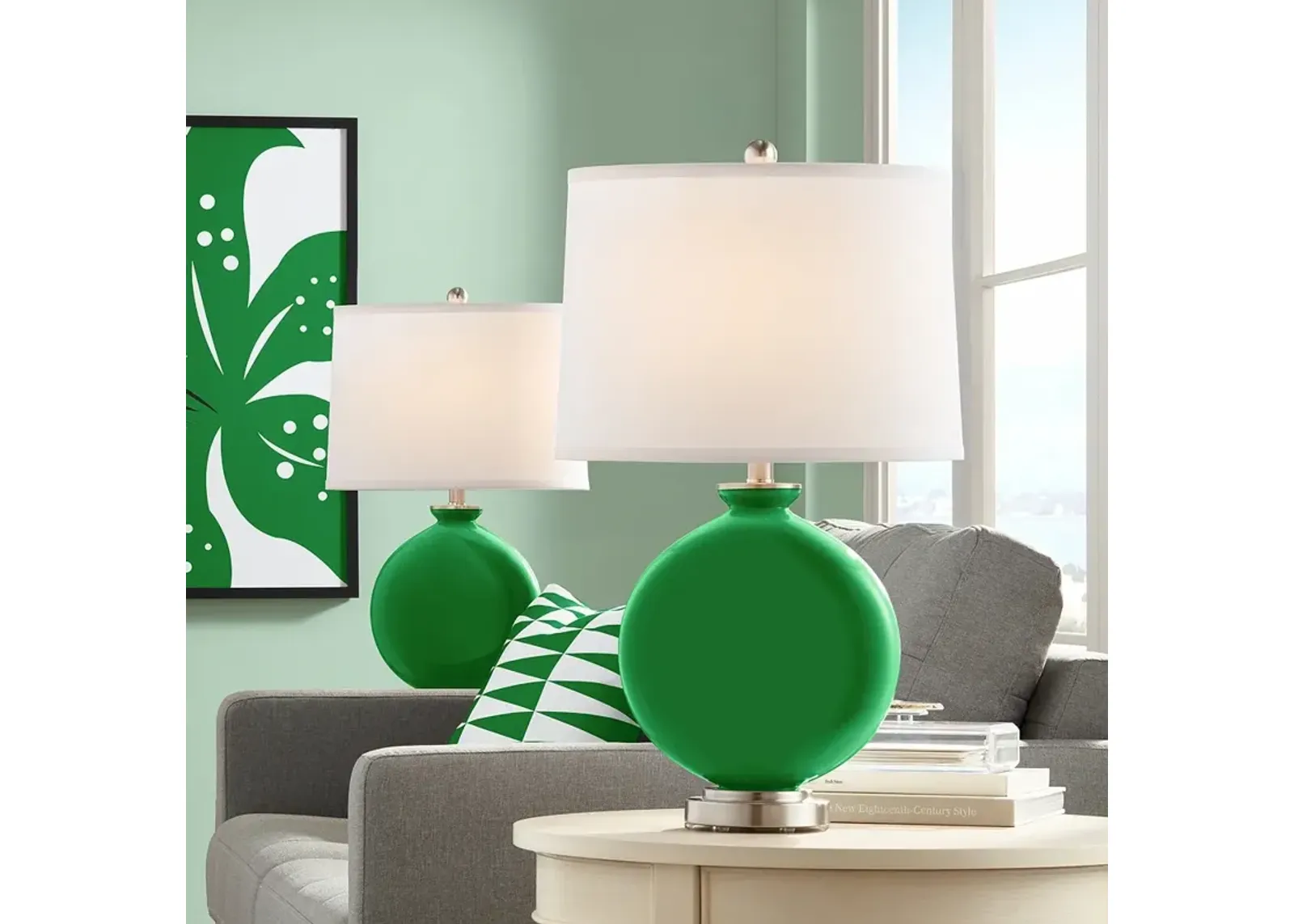 Color Plus Carrie 26 1/2" High Envy Green Table Lamps Set of 2