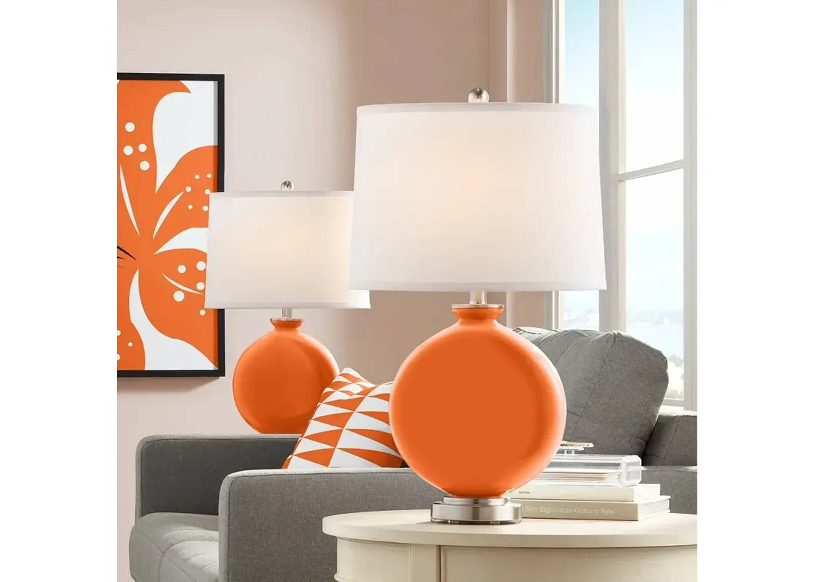 Color Plus Carrie 26 1/2" Invigorate Orange Table Lamps Set of 2