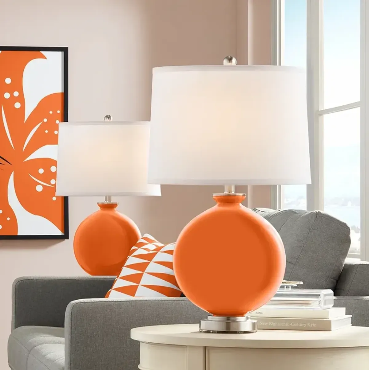 Color Plus Carrie 26 1/2" Invigorate Orange Table Lamps Set of 2