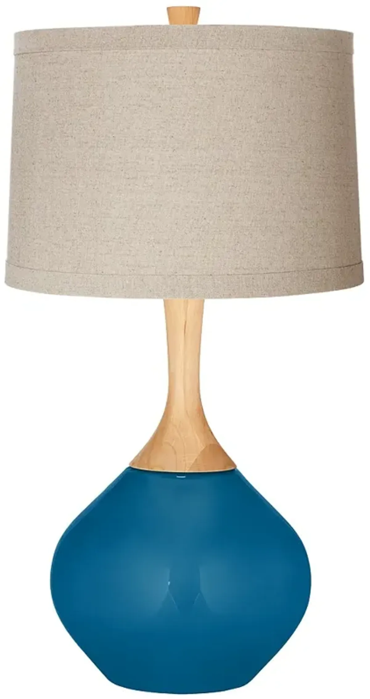 Mykonos Blue Natural Linen Drum Shade Wexler Table Lamp