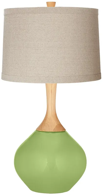 Lime Rickey Natural Linen Drum Shade Wexler Table Lamp