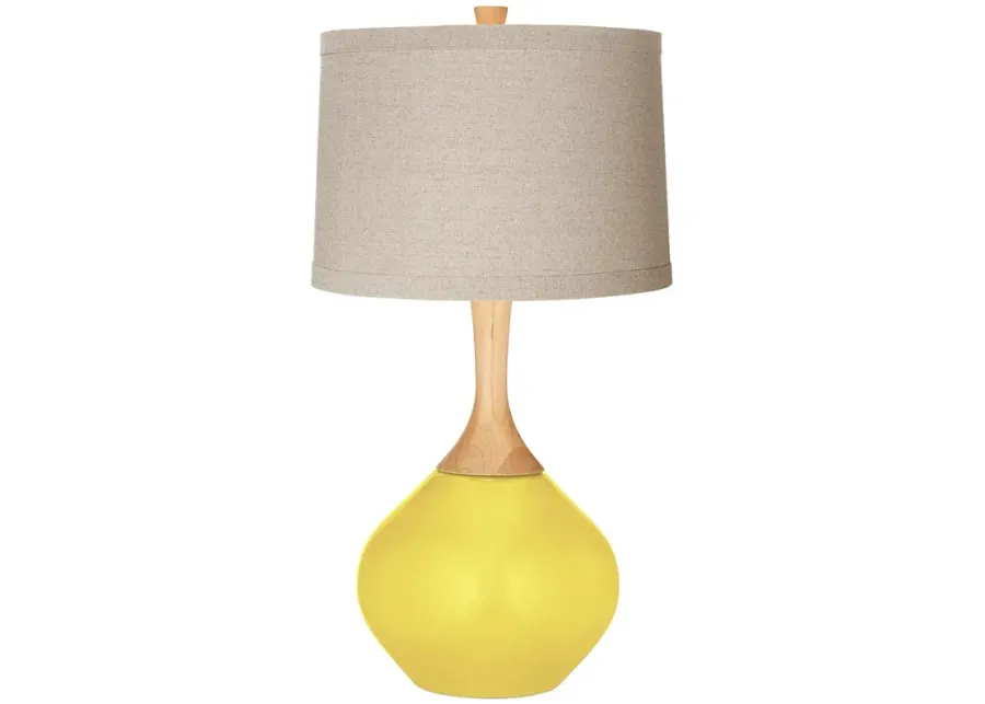 Lemon Twist Natural Linen Drum Shade Wexler Table Lamp