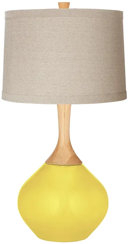 Lemon Twist Natural Linen Drum Shade Wexler Table Lamp