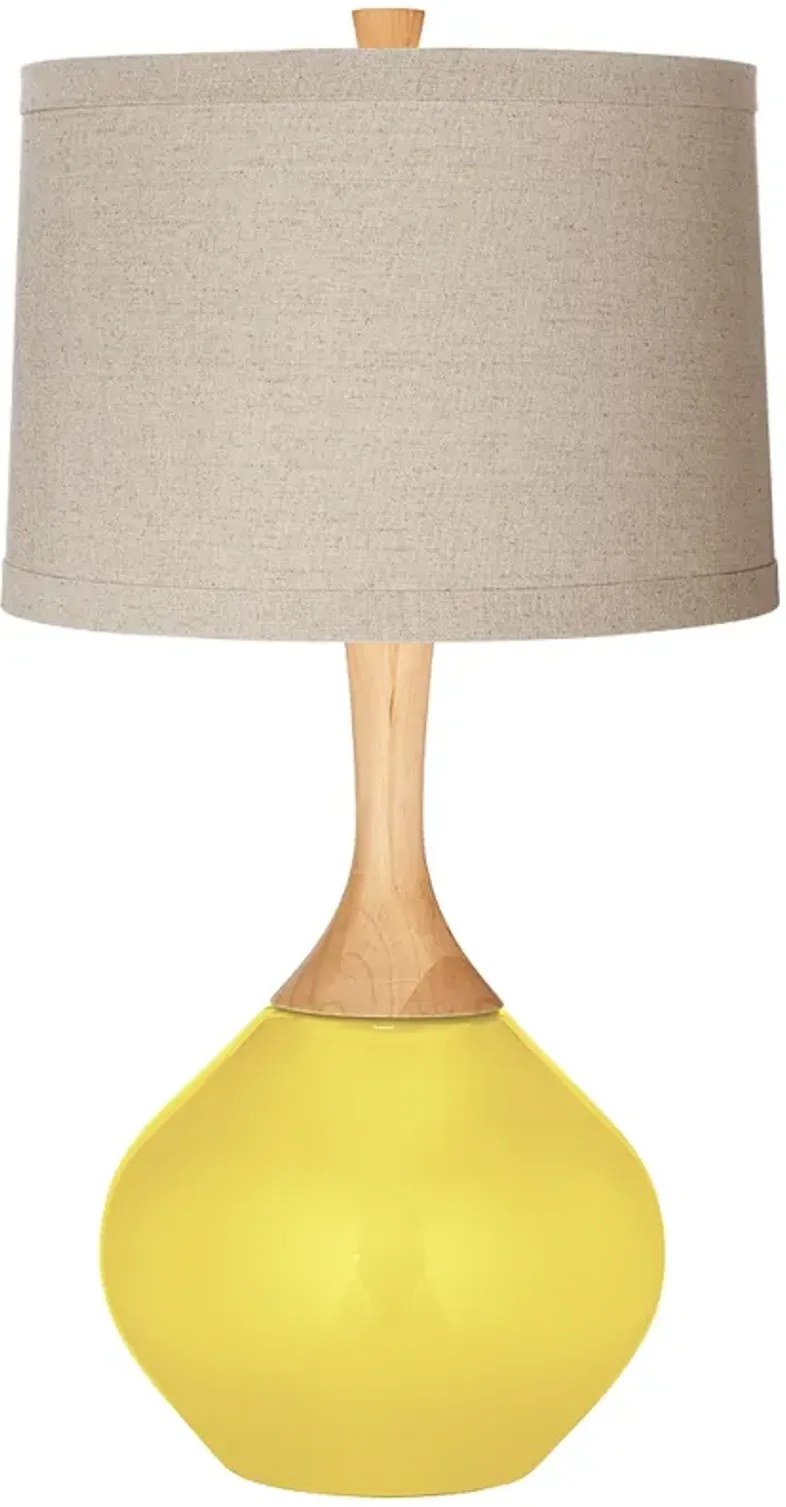 Lemon Twist Natural Linen Drum Shade Wexler Table Lamp