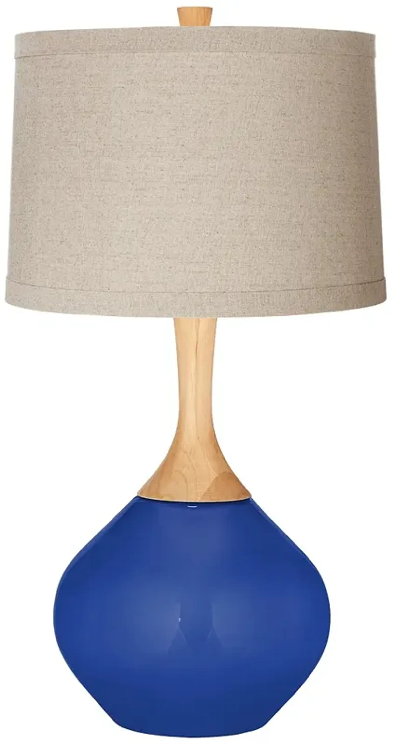 Dazzling Blue Natural Linen Drum Shade Wexler Table Lamp