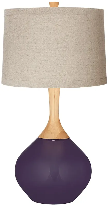 Quixotic Plum Natural Linen Drum Shade Wexler Table Lamp