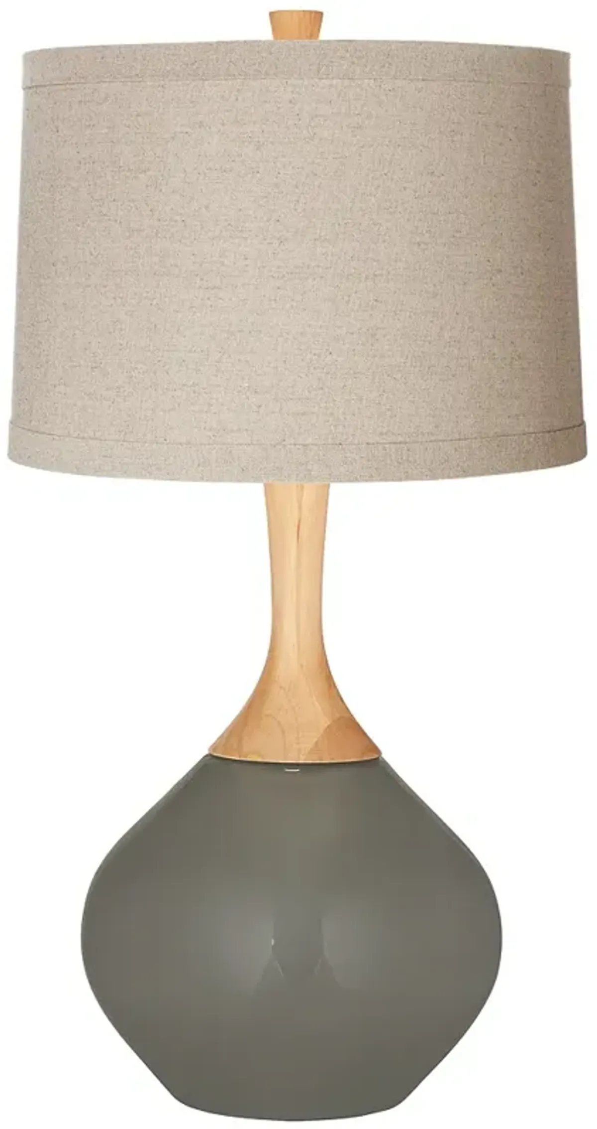 Gauntlet Gray Natural Linen Drum Shade Wexler Table Lamp