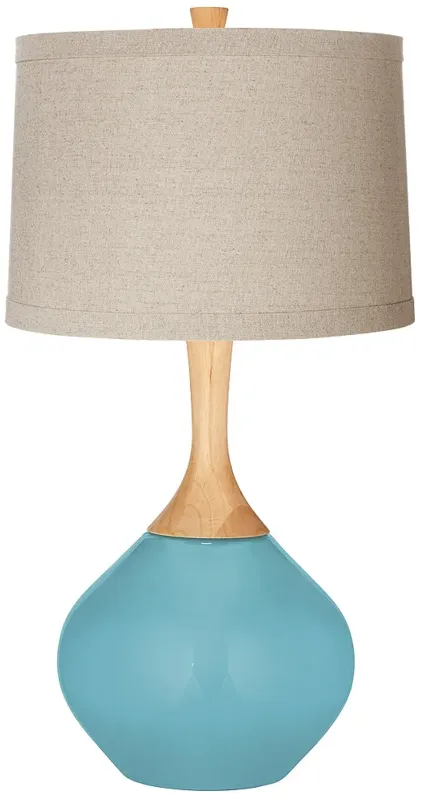 Nautilus Natural Linen Drum Shade Wexler Table Lamp