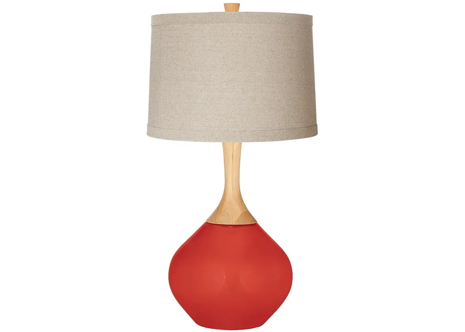 Cherry Tomato Natural Linen Drum Shade Wexler Table Lamp