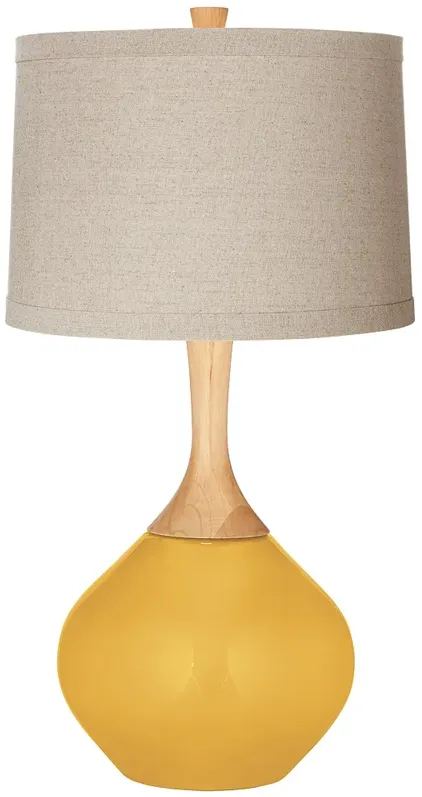 Color Plus Wexler 31" Modern Linen Shade Goldenrod Yellow Table Lamp