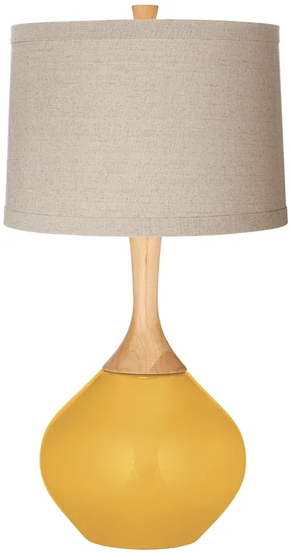 Color Plus Wexler 31" Modern Linen Shade Goldenrod Yellow Table Lamp