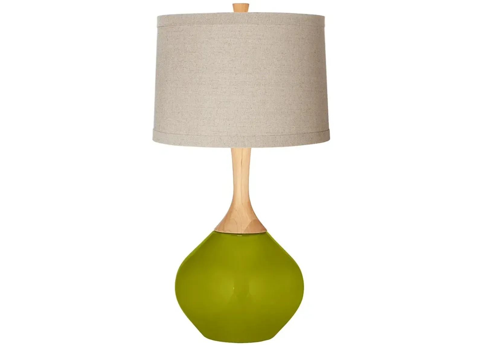 Olive Green Natural Linen Drum Shade Wexler Table Lamp