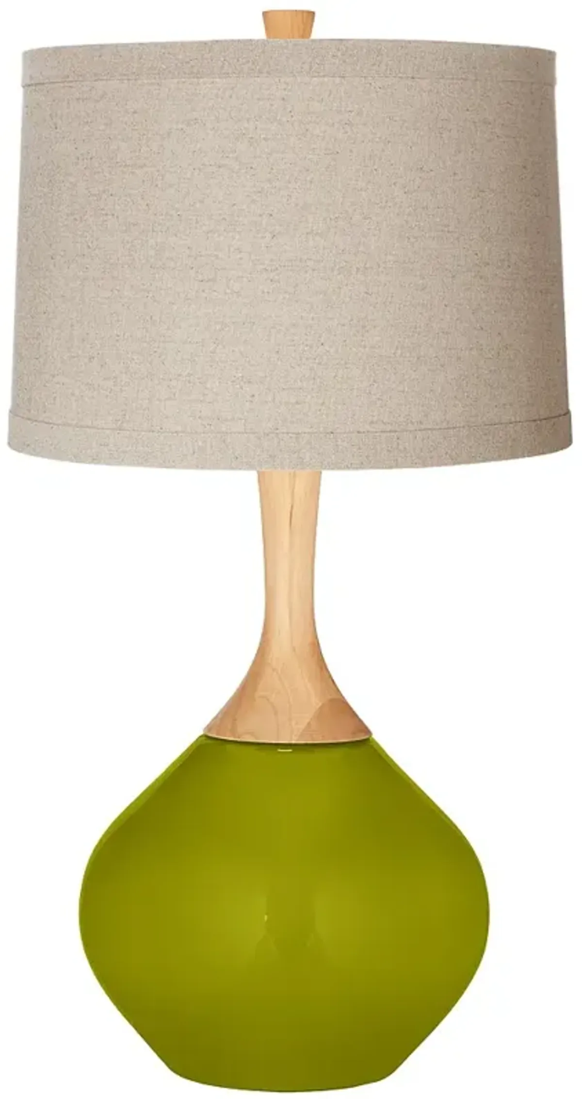 Olive Green Natural Linen Drum Shade Wexler Table Lamp