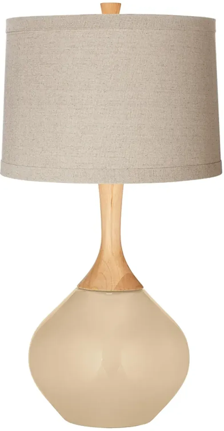 Colonial Tan Natural Linen Drum Shade Wexler Table Lamp