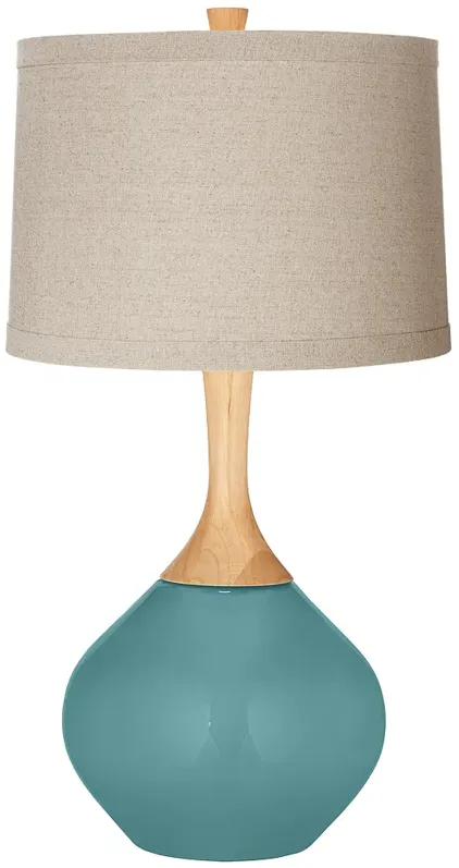 Color Plus Wexler 31" Linen Shade Reflecting Pool Blue Table Lamp