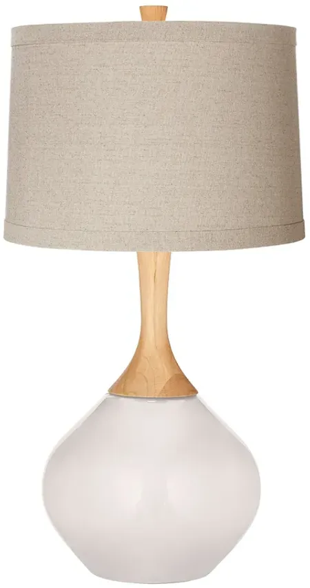 Smart White Natural Linen Drum Shade Wexler Table Lamp