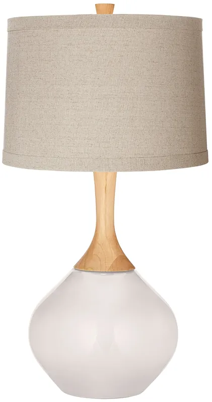 Smart White Natural Linen Drum Shade Wexler Table Lamp