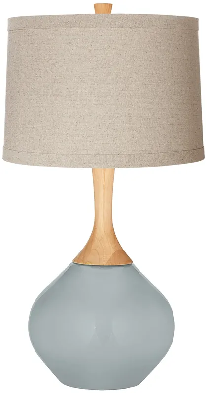 Uncertain Gray Natural Linen Drum Shade Wexler Table Lamp