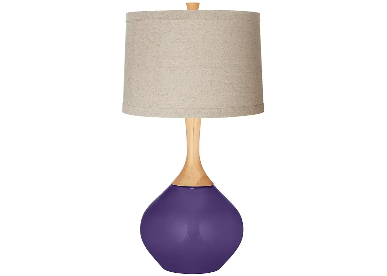 Izmir Purple Natural Linen Drum Shade Wexler Table Lamp