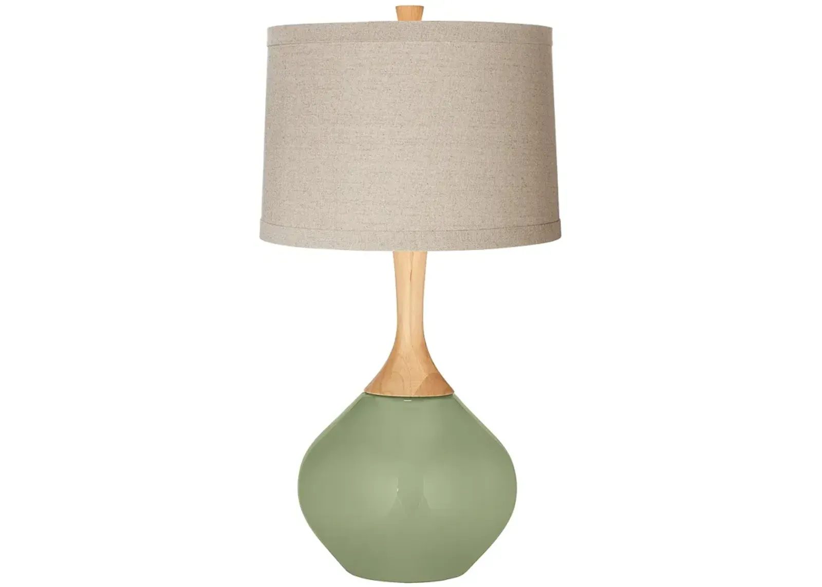 Color Plus Wexler 31" Natural Linen Shade Majolica Green Table Lamp