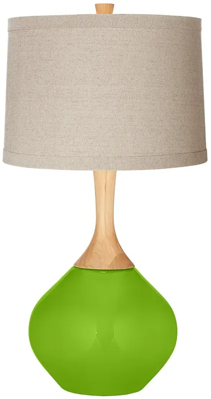 Neon Green Natural Linen Drum Shade Wexler Table Lamp