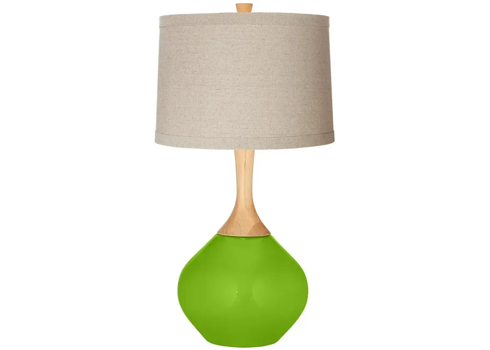 Neon Green Natural Linen Drum Shade Wexler Table Lamp